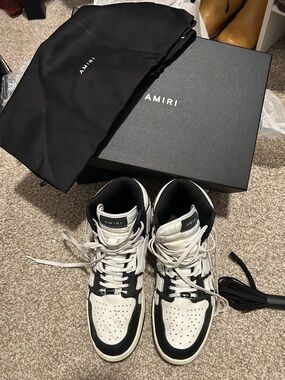 AMIRI Black and White Womens Skel High-Top Sneakers